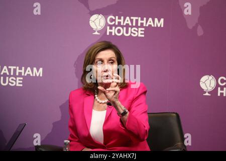 London, Großbritannien. Oktober 2024. Ehemalige Sprecherin des Repräsentantenhauses Nancy Pelosi im Chatham House Credit: Dominic Dudley/Alamy Live News Credit: Dominic Dudley/Alamy Live News Stockfoto
