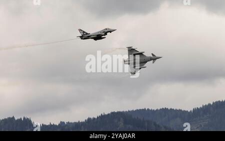 Airpower24, Zeltweg, Österreich 7.9.2024 : spektakuläre Auftritte zweier österreichischer Eurofighter Typhoons auf der Air Show Airpower24 in Österreich Stockfoto