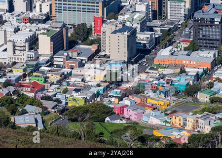 Blick auf das Viertel Bo-Kaap vom Signal Hill in Kapstadt, Südafrika Stockfoto