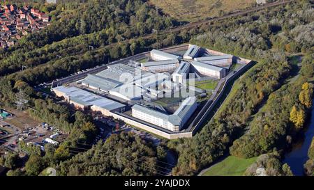 Luftaufnahme des Forest Bank Prison, HMP Forest Bank in Pendlebury, Manchester Stockfoto