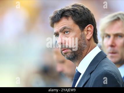 Parma, Italien. August 2019. Foto Francesca Soli /LaPresse24 agosto 2019 Parma, Italia Sport calcio Parma vs Juventus - Campionato di calcio Serie A TIM 2019/2020 - stadio Tardini. Foto: Andrea Agnelli presidente della Juventus Foto Francesca Soli /LaPresse 24. august 2019 Parma, Italien Sport Fußball Parma vs Juventus - italienische Fußball Meisterschaft Liga A TIM 2019/2020 - Tardini Stadion. Auf dem Bild: Andrea Agnelli Credit: LaPresse/Alamy Live News Stockfoto