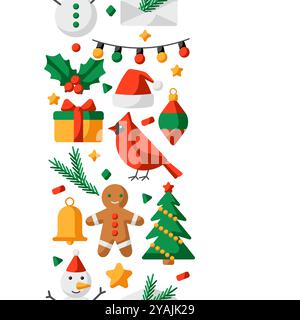 Frohe Weihnachten. Feiertagshintergrund im Cartoon-Stil. Stock Vektor