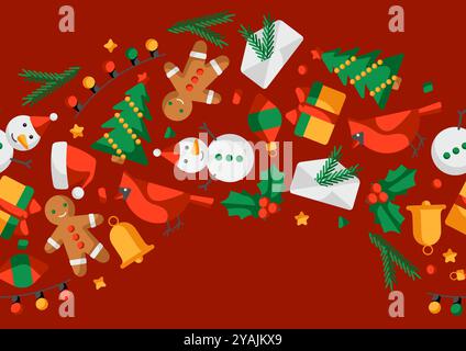 Frohe Weihnachten. Feiertagshintergrund im Cartoon-Stil. Stock Vektor
