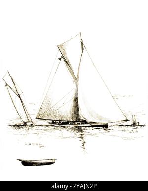 BILDER VON GESTERN - verwaltet von PPL PHOTO AGENCY - COPYRIGHT RESERVED1886 America's Cup: Amerikanische Verteidigungsyacht MAYFLOWER gegen die britische c Stockfoto