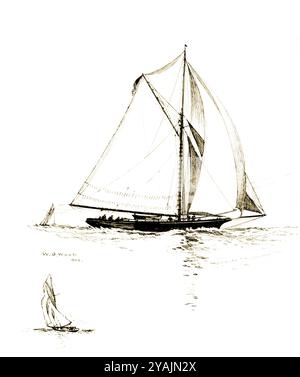 BILDER VON GESTERN - verwaltet von PPL PHOTO AGENCY - COPYRIGHT RESERVEDCirca 1881 America's Cup: Die amerikanische Verteidigungskandidatin Yacht POCAHONTAS, Th Stockfoto