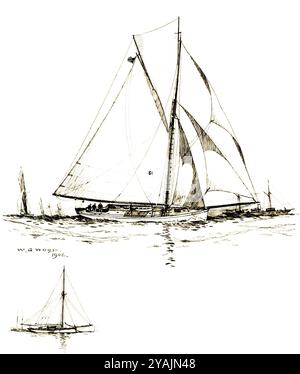 BILDER VON GESTERN - verwaltet von PPL PHOTO AGENCY - COPYRIGHT RESERVED1881 America's Cup: Die amerikanische Verteidigungsyacht "MISCHIEF" im Besitz von Joseph Ri Stockfoto