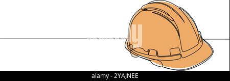 Durchgehende einzeilige Zeichnung des Schutzhelms, Strichgrafik-Vektor-Illustration Stock Vektor