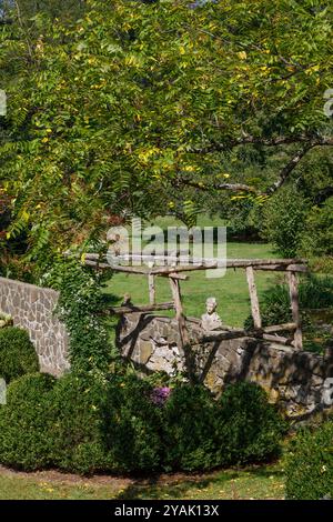 Die Gärten an der Clermont State Historic Site, Columbia County, New York State, USA. Stockfoto