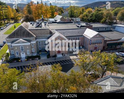 Drohnenfoto, National Baseball Hall of Fame, Main Street, Cooperstown, Otsego County, Bundesstaat New York, USA. Stockfoto