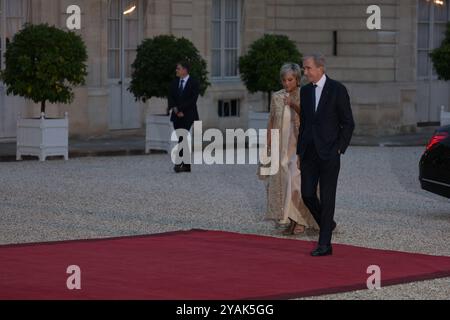 Paris, Frankreich. Oktober 2024. Bernard Arnault und seine Frau Helene Mercier-Arnault Offizielles Staatsessen zu Ehren des Königs und der Königin von Belgien während ihres Staatsbesuchs in Frankreich im Elysee-Palast in Paris, Frankreich am 14. Oktober 2024. Foto: Ammar Abd Rabbo/ABACAPRESS. COM Credit: Abaca Press/Alamy Live News Stockfoto