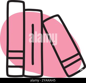 Das Regal mit Doodle-Büchern ist im minimalistischen Stil handgezeichnet. Wissenssymbol Stock Vektor