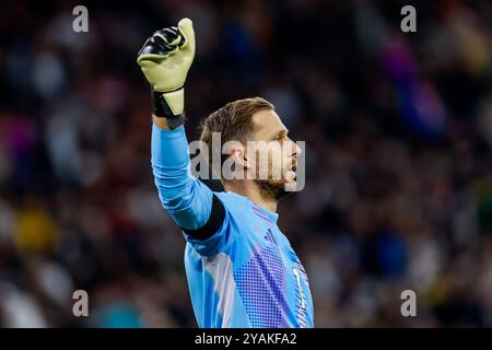 München, Deutschland. Oktober 2024. MÜNCHEN, Allianz Arena, 14-10-2024, Saison 2024/2025, UEFA Nations League Spiel zwischen Deutschland und den Niederlanden, Deutschland Torhüter Oliver Baumann während des Spiels Deutschland-Niederlande Credit: Pro Shots/Alamy Live News Stockfoto