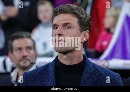 Deutschland. Oktober 2024. Fussball UEFA Nations League Deutschland - Niederlande am 14.10.2024 in der Allianz Arena in München Thomas Müller DFB-Vorschriften verbieten die Verwendung von Fotografien als Bildsequenzen und/oder Quasi-Video. Foto: Revierfoto Credit: ddp Media GmbH/Alamy Live News Stockfoto