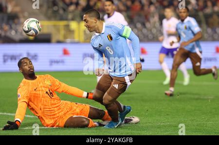 Brüssel, Belgien Oktober 2024. Ein Fußballspiel zwischen der belgischen Fußballnationalmannschaft Red Devils und Frankreich, Spiel 4 (von 6) in der Liga A Gruppe 2 des Wettbewerbs UEFA Nations League 2025, Montag, 14. Oktober 2024 in Brüssel. BELGA PHOTO VIRGINIE LEFOUR Credit: Belga News Agency/Alamy Live News Stockfoto