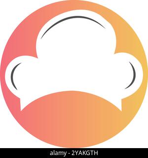 Kochlogo, Chief Logo, Chief White Cap mit orangefarbenem Hintergrund, Vektor-Kunst Stock Vektor