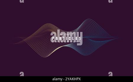 Abstrakter Punkt Fließende Linienwellen Hintergrund Glatte Kurven. Particle Geometric Technology Line Wave Halftone Gepunktete Hintergrund-Website, Kopfzeile, Banner Stock Vektor