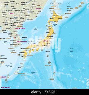 Einfache politische Landkarte von Japan Stock Vektor