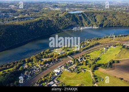 Luftbild, Hengsteysee mit RWE Koepchenwerk am Ardeygebirge, Strandhaus Salitos Beach Hengsteysee mit Freibad Südufer, Autobahn A1, Boele, Hagen, Ruhrgebiet, Nordrhein-Westfalen, Deutschland ACHTUNGxMINDESTHONORARx60xEURO *** Luftansicht, Hengsteysee mit RWE Koepchenwerk am Ardeygebirge, Strandhaus Salitos Beach Hengsteysee mit Freibad Südküste, Autobahn A1, Boele, Hagen, Ruhrgebiet, Nordrhein-Westfalen, Deutschland ACHTUNGxMINDESTHONORARx60xEURO Stockfoto