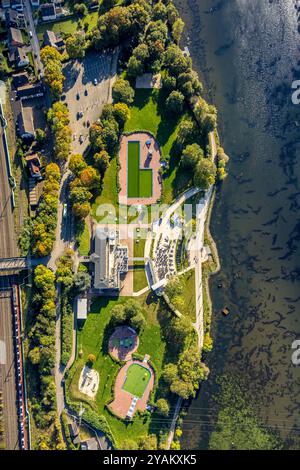 Luftbild, Strandhaus Salitos Beach Hengsteysee mit Freibad Südufer, Boele, Hagen, Ruhrgebiet, Nordrhein-Westfalen, Deutschland ACHTUNGxMINDESTHONORARx60xEURO *** Luftblick, Strandhaus Salitos Beach Hengsteysee mit Freibad Südküste, Boele, Hagen, Ruhrgebiet, Nordrhein-Westfalen, Deutschland ATTENTIONxMINDESTHONORARx60xEURO Stockfoto