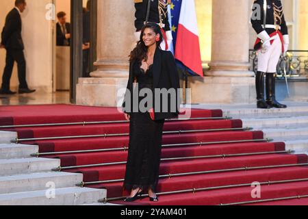 Frankreich. Oktober 2024. Tatiana Silva - der Präsident Emmanuel Macron empfängt den Staatsbesuch seiner Majestäten, des Königs und der Königin der Belgier, im Elysee-Palast in Paris, Frankreich. (Foto: Lionel Urman/SIPA USA) Credit: SIPA USA/Alamy Live News Stockfoto