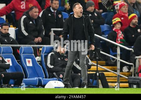 CARDIFF, GROSSBRITANNIEN. Oktober 2024. Walisischer Trainer Craig Bellamy beim Spiel der UEFA Nations League 2025 gegen Montenegro am 14. Oktober im Cardiff City Stadium. (Bild von Ashley Crowden/FAW) Credit: Football Association of Wales/Alamy Live News Stockfoto