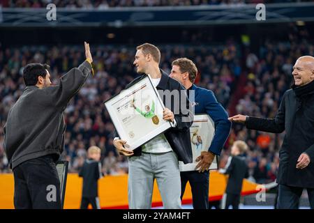 14.10.2024, Deutschland gegen Niederlande, Nations League 4. Spieltag, Gruppe C Verabschiedung von Manuel neuer, Ilkay Gündogan, Thomas Müller und Toni Kroos, der nicht anwesend war Wichtiger Hinweis: Gemaess den Vorgaben der DFL Deutsche Fussball Liga bzw. Des DFB Deutscher Fussball-Bund ist es untersagt, in dem Stadion und/oder vom Spiel angefertigte Fotoaufnahmen in Form von Sequenzbildern und/oder videoaehnlichen Fotostrecken zu verwerten Foto: Bahho Kara/Kirchner-Media Stockfoto