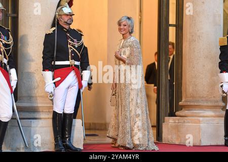 Frankreich. Oktober 2024. Helene Mercier Arnault - der Präsident Emmanuel Macron empfängt den Staatsbesuch von den Majestäten des Königs und der Königin der Belgier im Elysee-Palast in Paris. (Foto: Lionel Urman/SIPA USA) Credit: SIPA USA/Alamy Live News Stockfoto