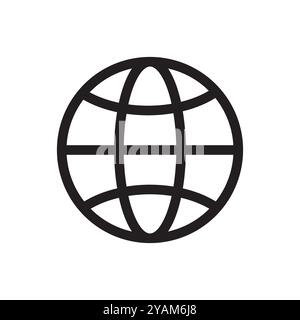 Globus-Symbol. Einfache schwarze Kontur. Symbol für globales Netzwerk. Vektorabbildung Stock Vektor