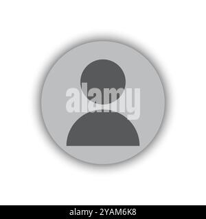 Graues kreisförmiges Benutzersymbol. Dunklere innere Silhouette innerhalb eines hellgrauen Kreises. Minimalistischer und moderner Stil. Stock Vektor