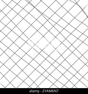 Abstraktes Drahtrastermuster. Schwarze Linien kreuzen sich auf weißem Hintergrund. Einfache geometrische Konstruktion. Stock Vektor
