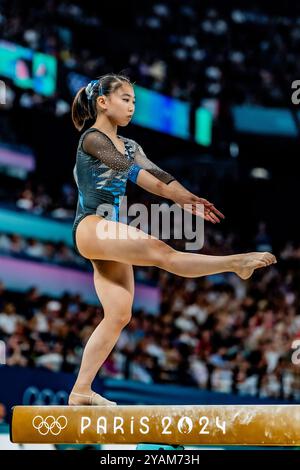 Rina Kishi aus Japan während des Women's Gymnastics Teams bei den Olympischen Sommerspielen 2024. Stockfoto