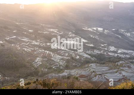 Yuanyang Reisterrasse von Bada in der Provinz Yunnan, China. Hintergrund Stockfoto