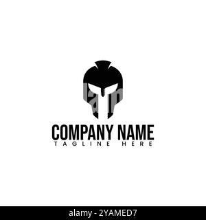 Spartan und Gladiator Helm Logo Icon Design Vektor. Spartan Helm Logo und Gladiator, Power, Vintage, Schwert, Sicherheit, legendäres Logo und Vektor von Stock Vektor
