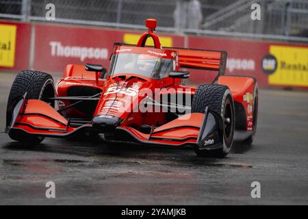 Der Fahrer der INDYCAR Series, BENJAMIN PEDERSEN (R) (55) aus Kopenhagen, Dänemark, reist während eines nassen und gefährlichen Trainingssitzes für Th durch die Kurven Stockfoto