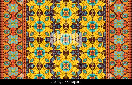 Afrikanisches einheimisches Muster. Traditionelles Kente, ankara, Kitenge, Chitenge, Capulana afrikanischer Wachsdruck. Abstraktes Vektormotiv. Für Stoff, Decke, Teppich, Dekorieren Stock Vektor