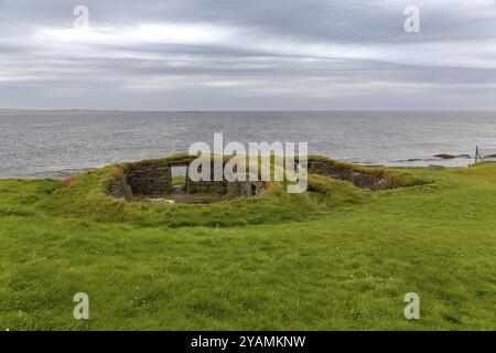 Knap of Howar, älteste erhaltene Siedlung in Nordwesteuropa aus der frühen Neolithik, Papa Westray, Orkney, Schottland, Großbritannien Stockfoto