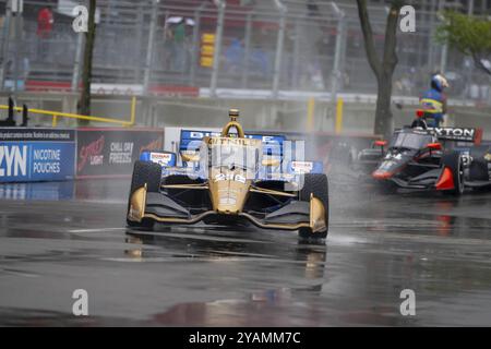 Fahrer der INDYCAR-Serie, RYAN HUNTER-REAY (20) von ft. Lauderdale, Florida, reist während eines nassen und gefährlichen Trainingssitzes für die durch die Kurven Stockfoto