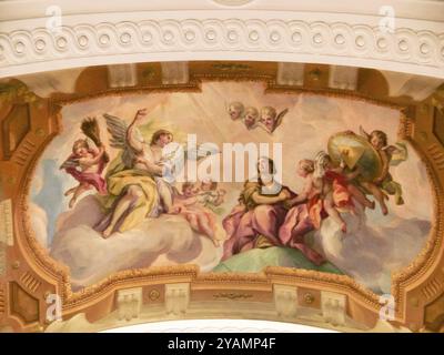 Wandgemälde an einer Wand im Tempel der Karlskirche in Wien, Österreich, Europa Stockfoto