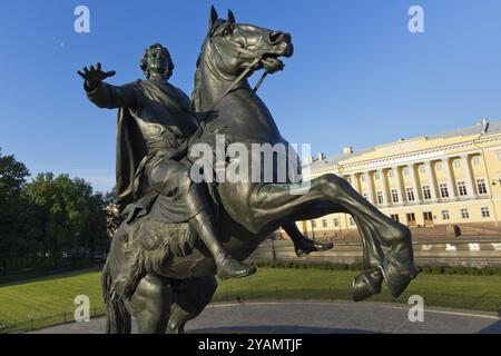 Symbol von St. Petersburg, ein Denkmal für den Gründer der Hauptstadt des Russischen Reiches, Kaiser Peter dem Großen, den bronzenen Reiter. Das Foto war Stockfoto