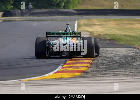 ROMAIN GROSJEAN (28) aus Genf, Schweiz, reist während eines Trainings für den Sonsio Grand Prix an der Road America im Elkhart Lake WI durch die Kurven Stockfoto