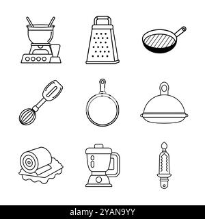 Outline Kitchen Tool Symbol Vektor Illustration Stock Vektor