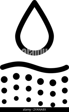 Symbol für Wasseraufnahmemittel. Symbol für tiefe Hydration der Haut. Gesichtspflegewirkung. Symbol für feuchtigkeitsspendende Haut. Wassertropfen absorbieren Schild. Vektordarstellung isoliert auf Stock Vektor