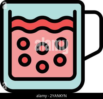 Dieses farbenfrohe Symbol verfügt über einen Glasbecher mit einem erfrischenden boba-Teegetränk mit Tapioka-Perlen Stock Vektor