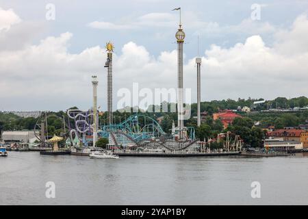 Stockholm, Schweden - 25. Juli 2023: Blick auf den Tivoli Grona Lund in Stockholm. Schweden Stockfoto