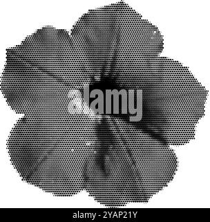 Gepunktete Rasterblume für trendige y2k-Retro-Collagen. Vektor-realistische strukturierte Blüte Stock Vektor