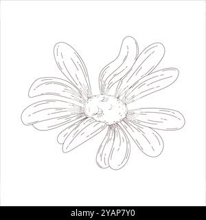 Groovige glückliche psychedelische Frühlingsblume mit Lächeln auf fröhlicher Gänseblümchengesicht Vektor-Illustration Stock Vektor