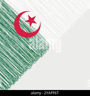 Tag Der Revolution In Algerien 1. November. Scribble Stil Algerien Flagge Vektor Hintergrund. Poster, Karte, Banner. Kopierbereich. Stock Vektor