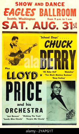 Chuck Berry and Lloyd Price 1957 Eagles Ballroom, Auditorium, Seattle Stockfoto