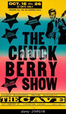 Chuck Berry Konzertposter, The Cave, Vancouver, Ende der 1960er Jahre Stockfoto