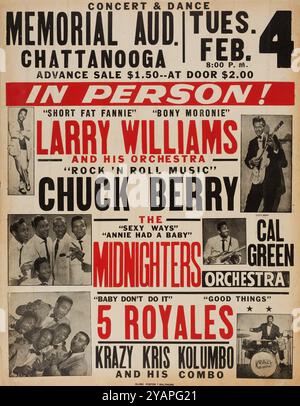 Chuck Berry, Larry Williams, Midnighters, Cal Green, 5 Royales, Krazy Kris Kolumbo, 1958 Rock & Roll : Doo-Wop Concert Poster Stockfoto